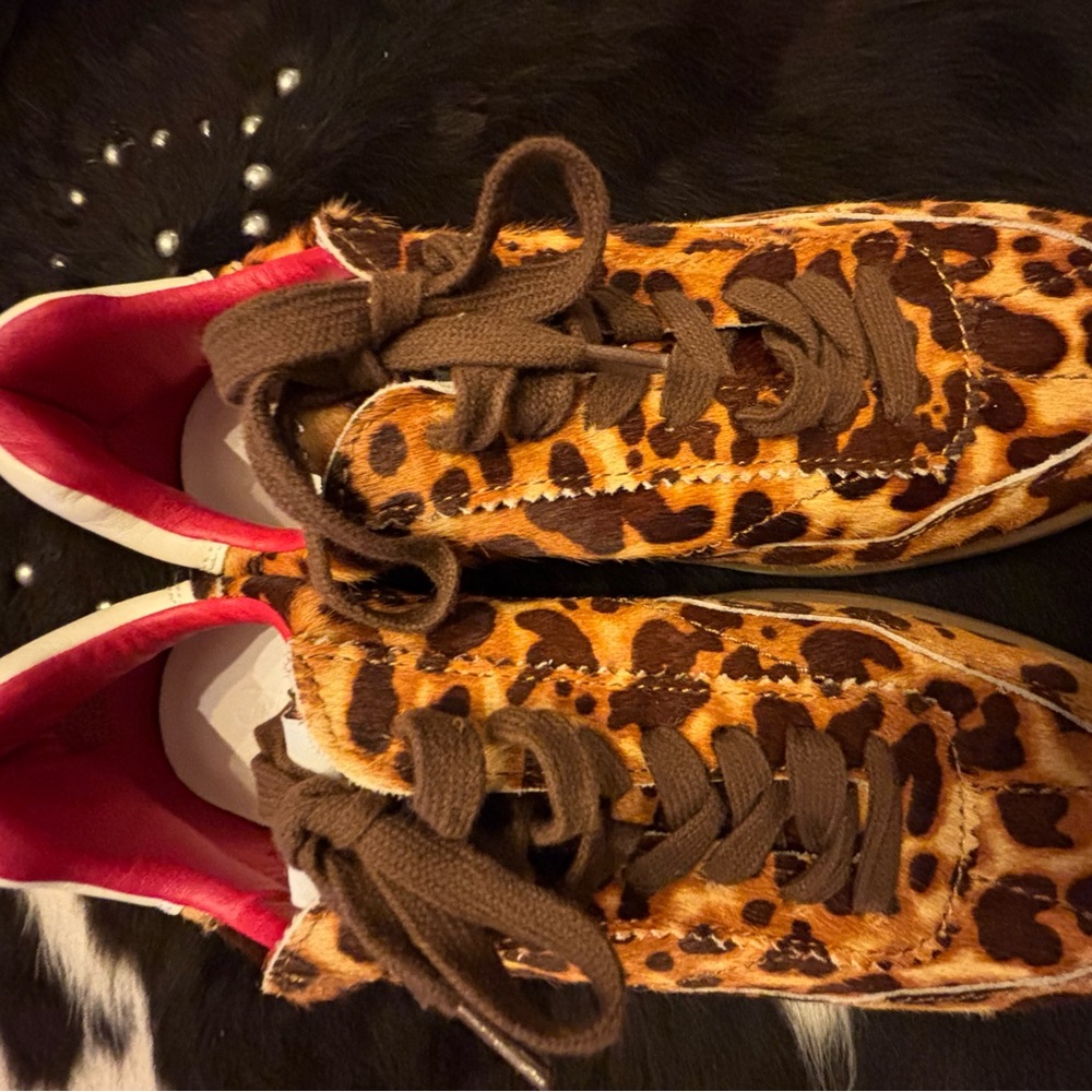 Steve Madden Leopard Print Sneakers with Brown Laces